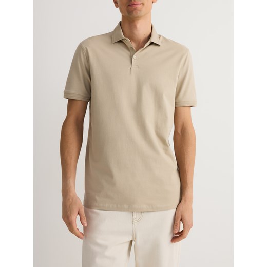 Reserved - Koszulka polo regular - beżowy Reserved L okazja Reserved