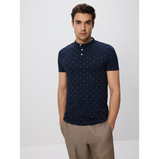 Reserved - Koszulka polo regular z bawełny - granatowy ze sklepu Reserved w kategorii T-shirty męskie - zdjęcie 185946202