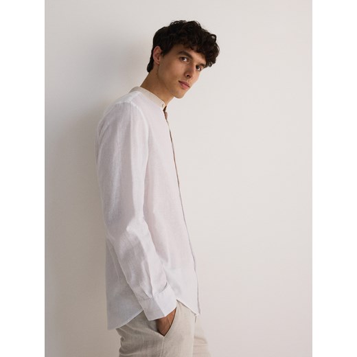 Reserved - Koszula relaxed fit z lnem - biały ze sklepu Reserved w kategorii Koszule męskie - zdjęcie 185946223