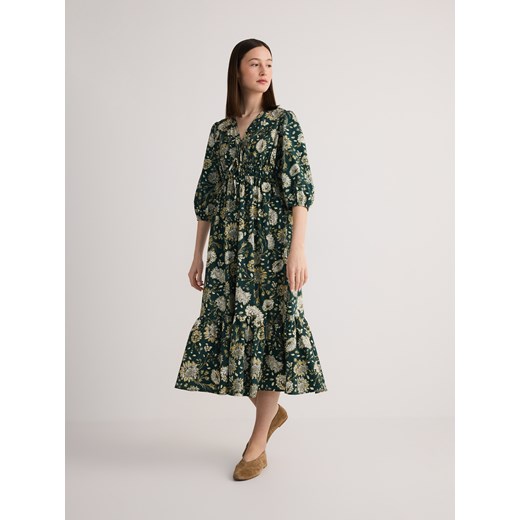 Reserved - Wzorzysta sukienka z bawełny - wielobarwny ze sklepu Reserved w kategorii Sukienki - zdjęcie 185946674