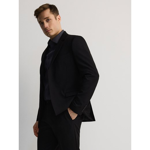 Reserved - Marynarka slim fit z dodatkiem wiskozy - czarny Reserved 48 wyprzedaż Reserved