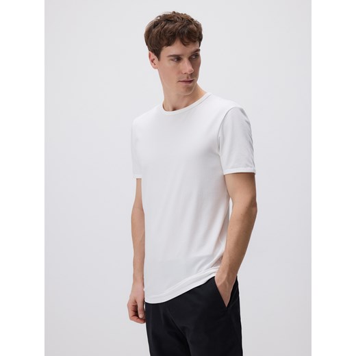 Reserved - Bawełniany t-shirt slim fit - biały Reserved XL okazja Reserved