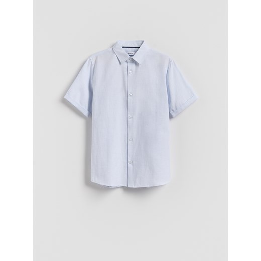 Reserved - Bawełniana koszula z krótkim rękawem - biały ze sklepu Reserved w kategorii Koszule chłopięce - zdjęcie 185946814