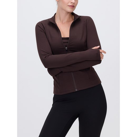 Reserved - Sportowa bluza z suwakiem - ciemnobrązowy ze sklepu Reserved w kategorii Bluzy damskie - zdjęcie 185947020