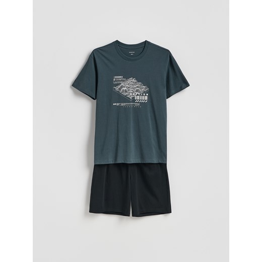 Reserved - Dwuczęściowa piżama z nadrukiem - zielony ze sklepu Reserved w kategorii Piżamy męskie - zdjęcie 185947622