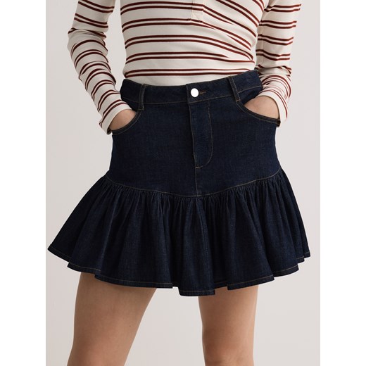 Reserved - Jeansowa spódnica mini - granatowy ze sklepu Reserved w kategorii Spódnice - zdjęcie 185947724