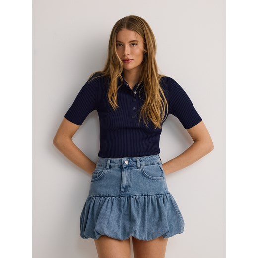 Reserved - Jeansowa spódnica bombka - niebieski ze sklepu Reserved w kategorii Spódnice - zdjęcie 185947732