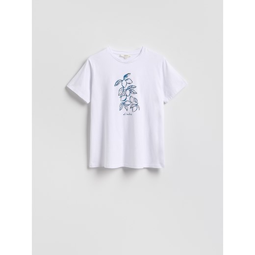 Reserved - Bawełniany t-shirt z nadrukiem - biały ze sklepu Reserved w kategorii T-shirty męskie - zdjęcie 185947780