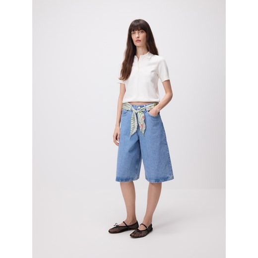 Reserved - Jeansowe bermudy z bandaną - niebieski ze sklepu Reserved w kategorii Szorty - zdjęcie 185947843