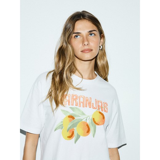 Reserved - Bawełniany t-shirt z nadrukiem - biały Reserved XL wyprzedaż Reserved