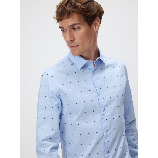 Reserved - Bawełniana koszula slim fit - jasnoniebieski ze sklepu Reserved w kategorii Koszule męskie - zdjęcie 185948954
