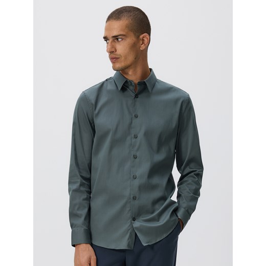 Reserved - Gładka koszula slim fit - zielony ze sklepu Reserved w kategorii Koszule męskie - zdjęcie 185949073