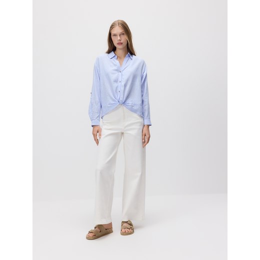 Reserved - Koszula z lnem - niebieski ze sklepu Reserved w kategorii Koszule damskie - zdjęcie 185949441
