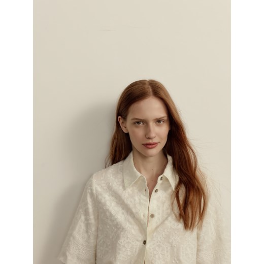 Reserved - Koszula z żakardowym wzorem - złamana biel ze sklepu Reserved w kategorii Koszule damskie - zdjęcie 185949464
