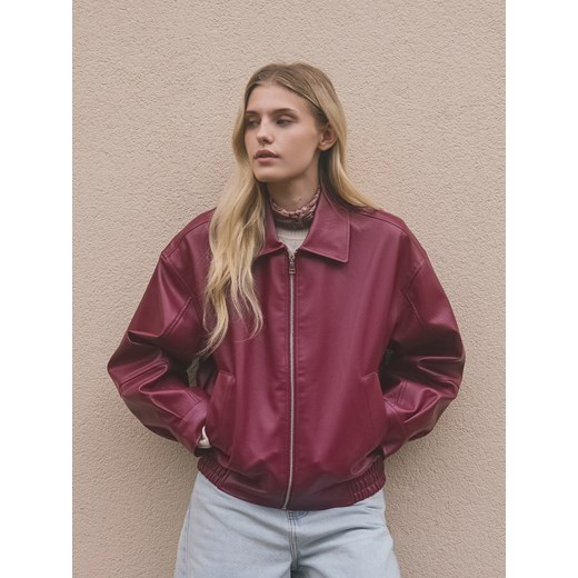 Reserved - Kurtka bomberka z kołnierzykiem - burgundowy ze sklepu Reserved w kategorii Kurtki damskie - zdjęcie 185949610