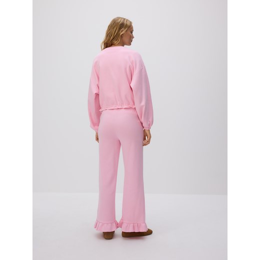 Reserved - Spodnie z falbankami - różowy Reserved S Reserved