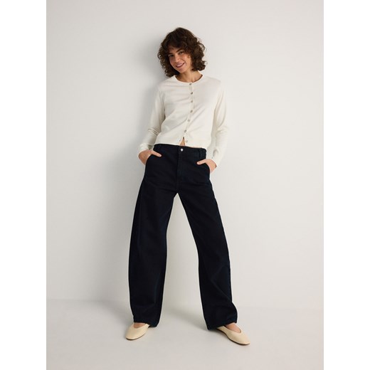 Reserved - Jeansy barrel leg - granatowy ze sklepu Reserved w kategorii Jeansy damskie - zdjęcie 185950634