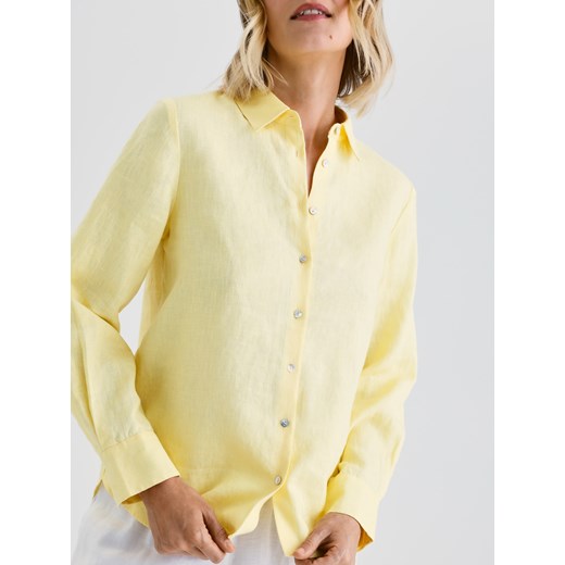 Reserved - Lniana koszula - jasnożółty ze sklepu Reserved w kategorii Koszule damskie - zdjęcie 185950642