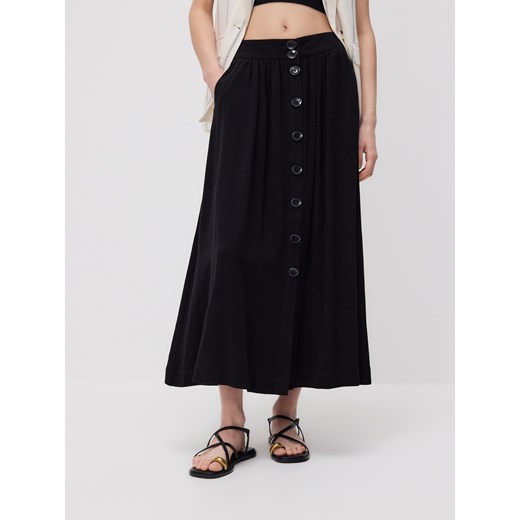 Reserved - Spódnica z dodatkiem lnu - czarny ze sklepu Reserved w kategorii Spódnice - zdjęcie 185951222