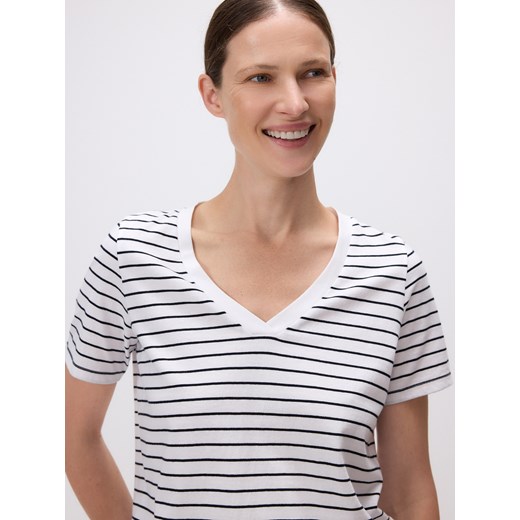Reserved - T-shirt regular z dekotem V - wielobarwny ze sklepu Reserved w kategorii Bluzki damskie - zdjęcie 185951470