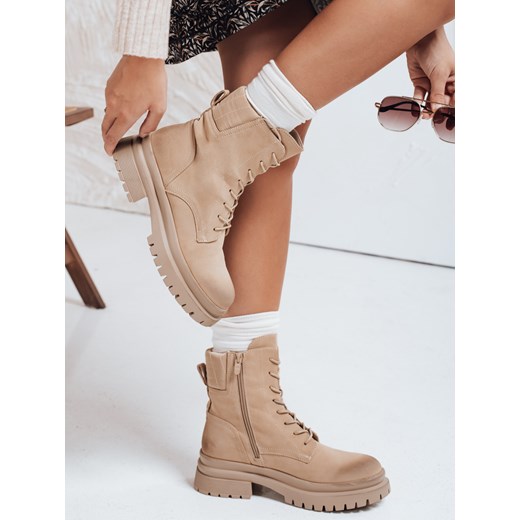 Botki damskie BASTEL beżowe Dstreet ZY0422 ze sklepu DSTREET.PL w kategorii Workery damskie - zdjęcie 185951830