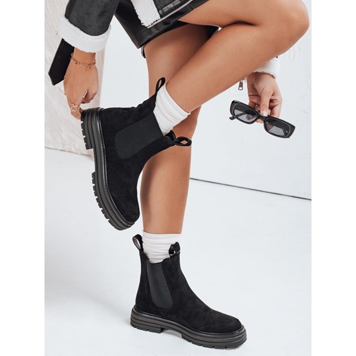Botki damskie zamszowe czarne MADDEN Dstreet ZY0410 ze sklepu DSTREET.PL w kategorii Botki - zdjęcie 185951834