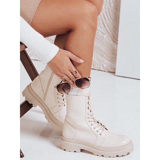 Botki damskie ZILLA beżowe Dstreet ZY0450 ze sklepu DSTREET.PL w kategorii Workery damskie - zdjęcie 185951841