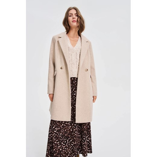 Płaszcz beżowy ze sklepu Moodo.pl w kategorii Kurtki damskie - zdjęcie 185952093