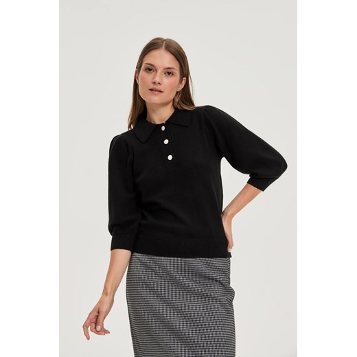 Sweter z kołnierzykiem czarny - id: 32234 - marki Moodo.pl - 185952110 Sweter z kołnierzykiem czarny ze sklepu Moodo.pl w kategorii Swetry damskie - zdjęcie 185952110