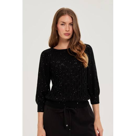 Sweter z cekinami czarny ze sklepu Moodo.pl w kategorii Swetry damskie - zdjęcie 185952112
