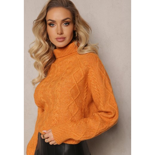 Pomarańczowy Oversizowy Golf w Ozdobny Splot Jupiterra Renee ONE SIZE renee.pl