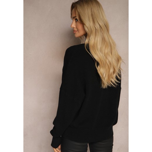 Czarny Klasyczny Sweter z Wiskozą i Kaszmirem Marirra Renee ONE SIZE renee.pl