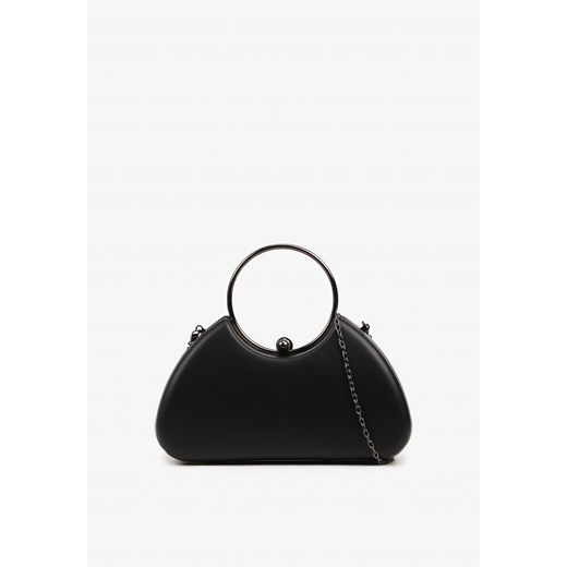 Czarna Torebka Typu Kopertówka na Ramię i do Ręki Ozdobiona Metalicznymi Wstawkami Zarione ze sklepu renee.pl w kategorii Kopertówki - zdjęcie 185953871