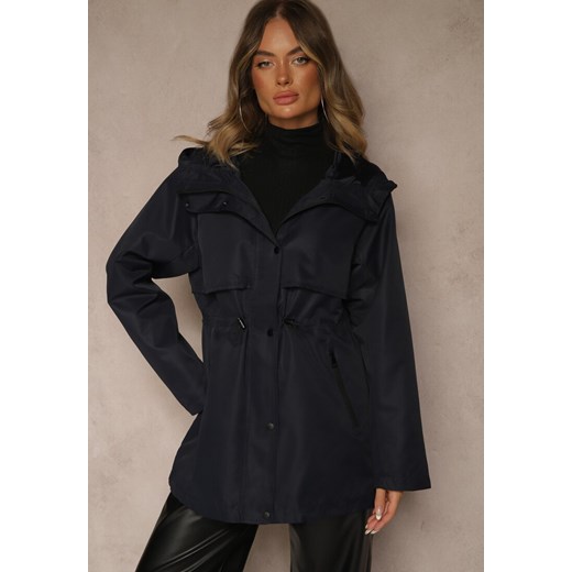 Granatowa Kurtka Parka o Klasycznym Kroju z Kapturem Cenelle ze sklepu renee.pl w kategorii Kurtki damskie - zdjęcie 185954183
