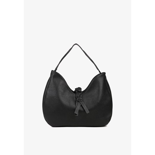 Czarna Torebka Hobo Shopper Ozdobiona Plecionką Nalorella ze sklepu renee.pl w kategorii Torby Shopper bag - zdjęcie 185954360