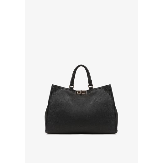 Czarna Torebka Shopperka z Rączkami Ozdobiona Klamrą Nalasia ze sklepu renee.pl w kategorii Torby Shopper bag - zdjęcie 185954372