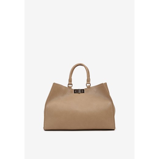 Beżowa Torebka Shopperka z Rączkami Ozdobiona Klamrą Nalasia ze sklepu renee.pl w kategorii Torby Shopper bag - zdjęcie 185954380