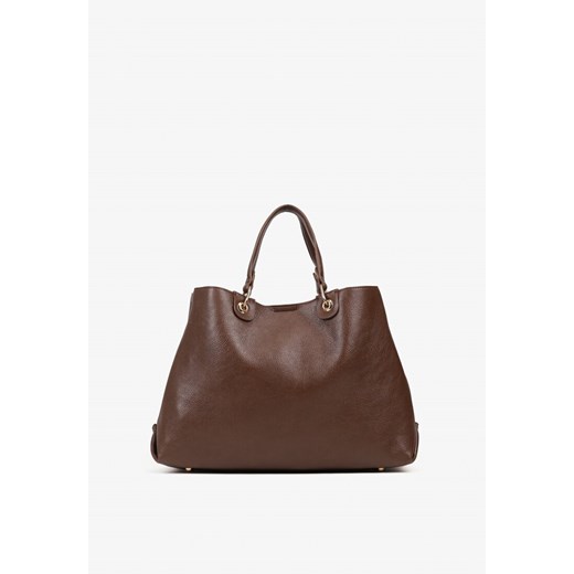 Brązowa Duża Torebka Shopperka z Metalicznymi Ozdobami Anurriva ze sklepu renee.pl w kategorii Torby Shopper bag - zdjęcie 185954412