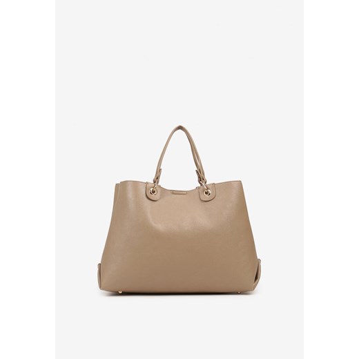 Beżowa Duża Torebka Shopperka z Metalicznymi Ozdobami Anurriva ze sklepu renee.pl w kategorii Torby Shopper bag - zdjęcie 185954420