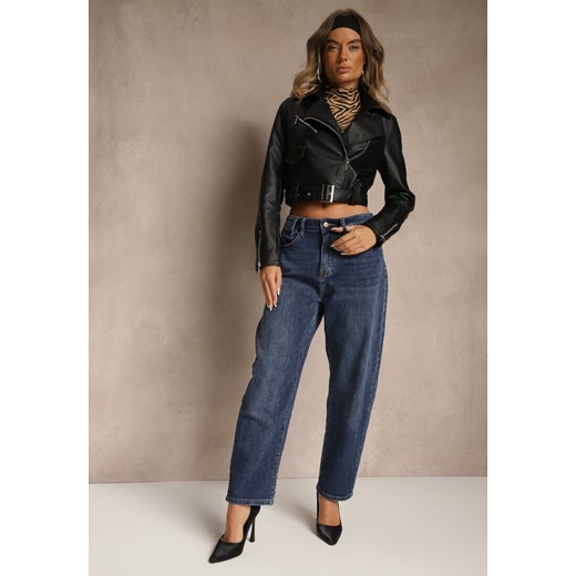 Niebieskie Bawełniane Jeansy Mom Fit z Wysokim Stanem Nelinela ze sklepu renee.pl w kategorii Jeansy damskie - zdjęcie 185954483