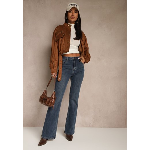 Niebieskie Jeansy z Domieszką Wiskozy o Kroju Flare High Waist Alendria ze sklepu renee.pl w kategorii Jeansy damskie - zdjęcie 185954493