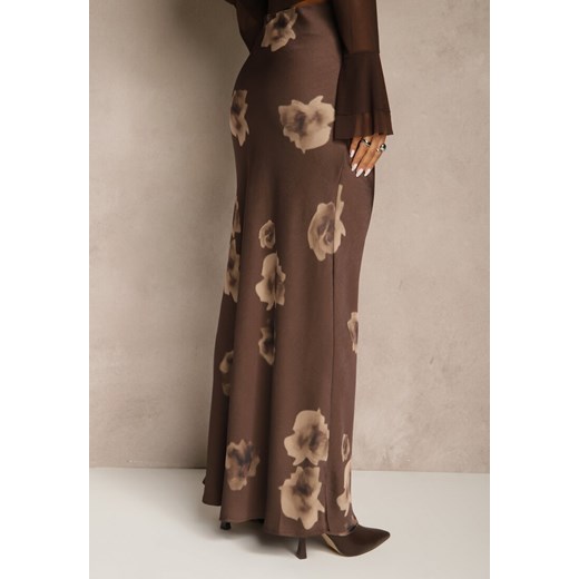 Brązowa Spódnica High Waist w Kwiaty Esania Renee L renee.pl