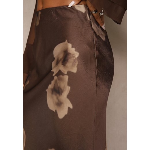 Brązowa Spódnica High Waist w Kwiaty Esania Renee S renee.pl