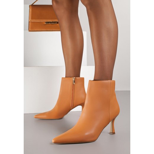 Jasnobrązowe Botki do Kostki Vices na Klepsydrowym Obcasie z Noskiem w Szpic Vidvire ze sklepu renee.pl w kategorii Botki - zdjęcie 185955113