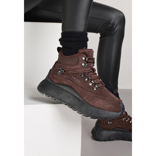 Brązowe Sneakersy Śniegowce Vices na Platformie w Sportowym Stylu Nelsella ze sklepu renee.pl w kategorii Buty sportowe damskie - zdjęcie 185955190