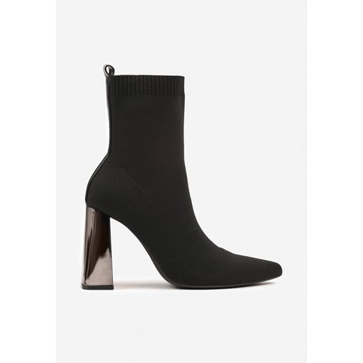 Czarne Botki Vices na Słupku ze Skarpetową Cholewką Falacesa Renee 36 renee.pl
