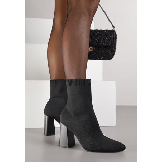 Czarne Botki Vices na Słupku o Geometrycznym Kształcie i Elastyczną Cholewką Falessea - id: X3181-38-BLACK - marki Renee - 185955304 Czarne Botki Vices na Słupku o Geometrycznym Kształcie i Elastyczną Cholewką Falessea ze sklepu renee.pl w kategorii Botki - zdjęcie 185955304