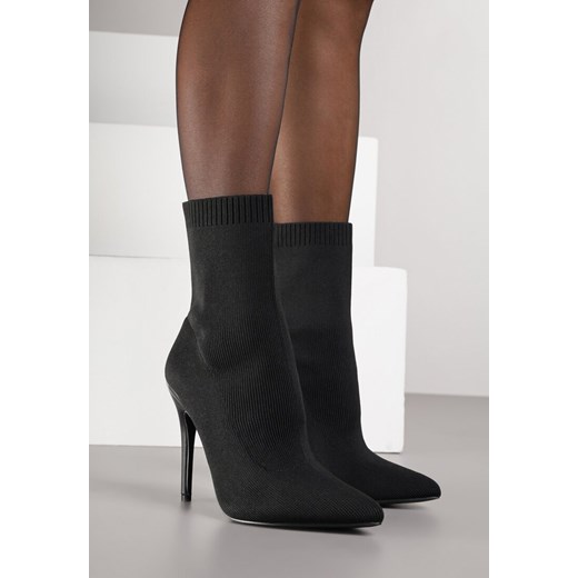 Czarne Botki Vices ze Skarpetkową Cholewką na Szpilce Brattalie Renee 41 renee.pl