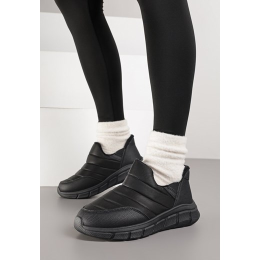 Czarne Sneakersy Śniegowce na Platformie z Tłoczeniem i Pikowaną Cholewką Vermina ze sklepu renee.pl w kategorii Buty sportowe damskie - zdjęcie 185955841