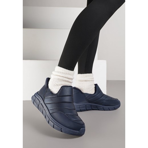 Granatowe Sneakersy Śniegowce na Platformie z Tłoczeniem i Pikowaną Cholewką Vermina ze sklepu renee.pl w kategorii Buty sportowe damskie - zdjęcie 185955862